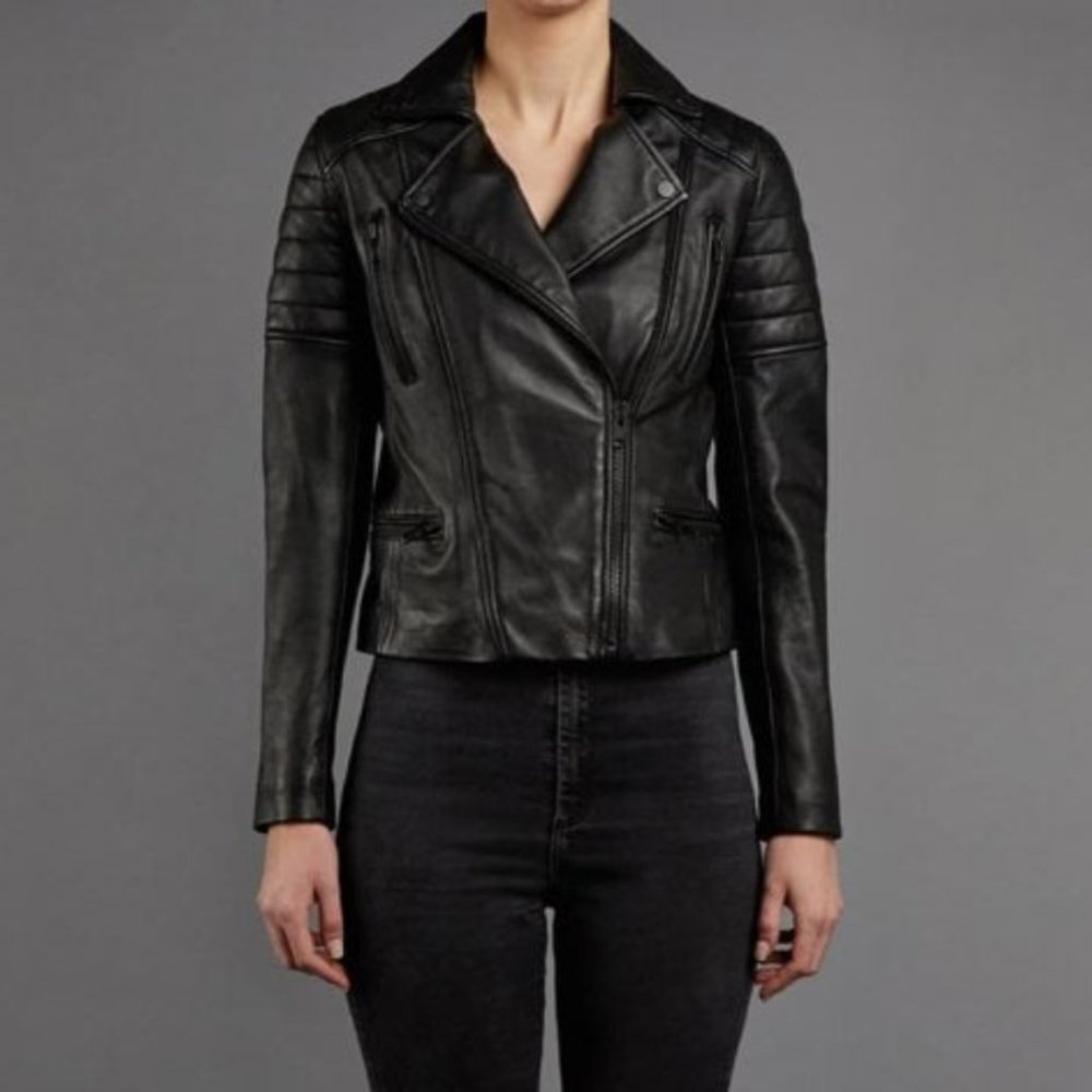 Women's MUUBAA Hudson Leather Biker Jacket Size US 8 NWT